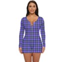 Blue Tartan Plaid 1 Long Sleeve Boyleg Swimsuit View1