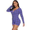 Blue Tartan Plaid 1 Long Sleeve Boyleg Swimsuit View2