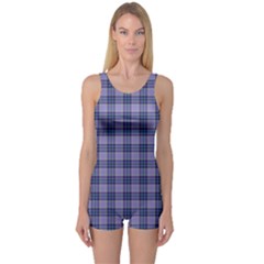 Purple Plaid Tartan 1 One Piece Boyleg Swimsuit by dressshop