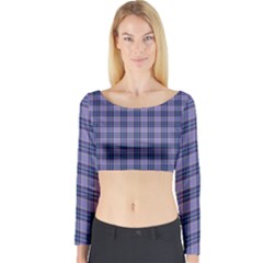 Purple Plaid Tartan 1 Long Sleeve Crop Top by dressshop