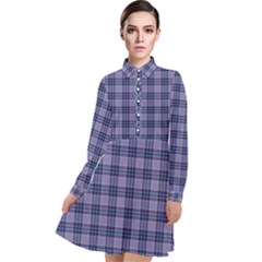 Purple Plaid Tartan 1 Long Sleeve Chiffon Shirt Dress by dressshop