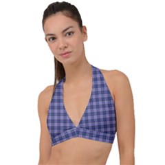 Purple Plaid Tartan 1 Halter Plunge Bikini Top by dressshop