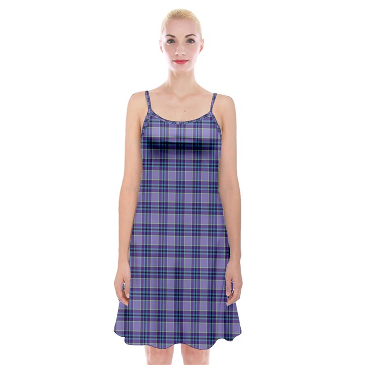 Purple Plaid Tartan 1 Spaghetti Strap Velvet Dress