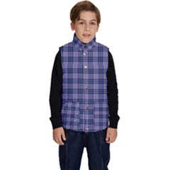 Purple Plaid Tartan 1 Kid s Button Up Puffer Vest by dressshop