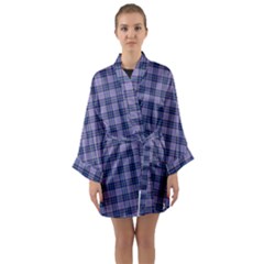 Purple Plaid Tartan 1 Long Sleeve Satin Kimono by dressshop