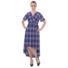 Purple Plaid Tartan 1 Front Wrap High Low Dress by dressshop