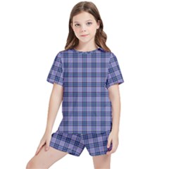 Purple Plaid Tartan 1 Kids  T-shirt And Sports Shorts Set by dressshop