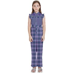 Purple Plaid Tartan 1 Kids  Sleeveless Ruffle Edge Band Collar Chiffon One Piece by dressshop