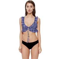 Purple Plaid Tartan 1 Low Cut Ruffle Edge Bikini Top by dressshop