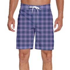 Purple Plaid Tartan 1 Men s Beach Shorts by dressshop