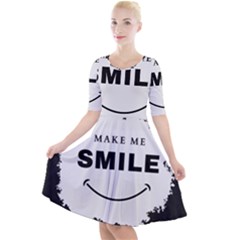 Black And White Simple Make Me Smile T Shirt 20250203 014057 0000 Quarter Sleeve A-line Dress by Cowcow2005