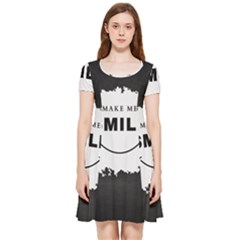 Black And White Simple Make Me Smile T Shirt 20250203 014057 0000 Inside Out Cap Sleeve Dress by Cowcow2005