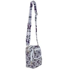 Elegant Purple Floral Jacquard Mesh Lace Fabric Shoulder Strap Belt Bag by ArtfulThreads