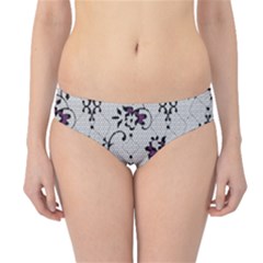 Elegant Purple Floral Jacquard Mesh Lace Fabric Hipster Bikini Bottoms by ArtfulThreads