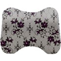 Elegant Purple Floral Jacquard Mesh Lace Fabric Head Support Cushion View1