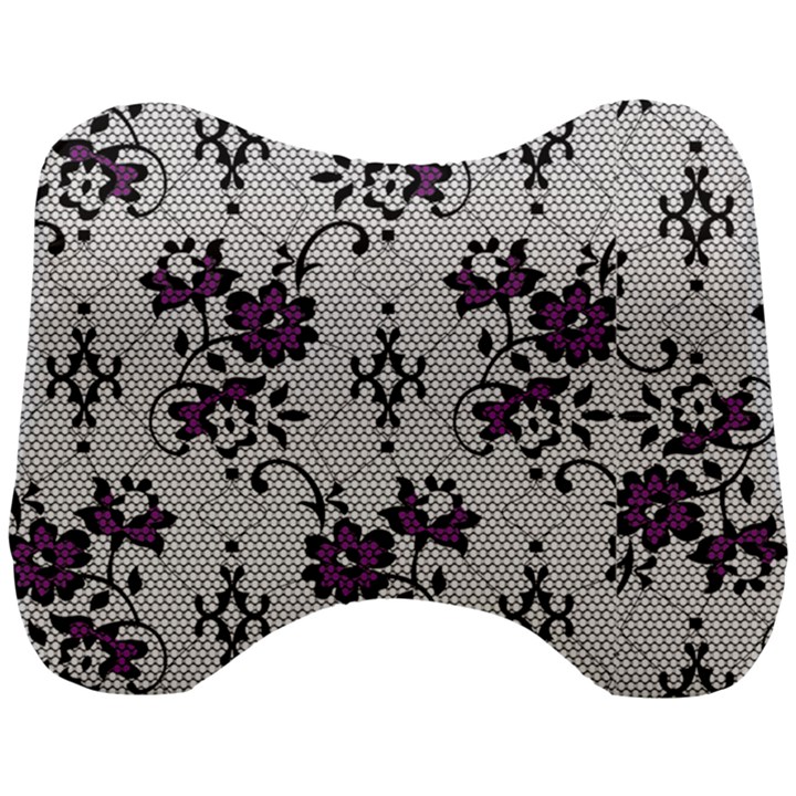 Elegant Purple Floral Jacquard Mesh Lace Fabric Head Support Cushion