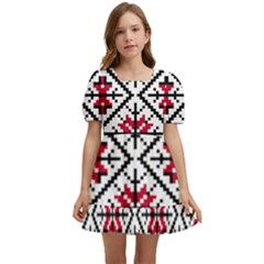 Ukrainian Folk Seamless Pattern Ornament Ethnic Ornament Border Element Traditional Art Kids  Short Sleeve Dolly Dress by Grandong