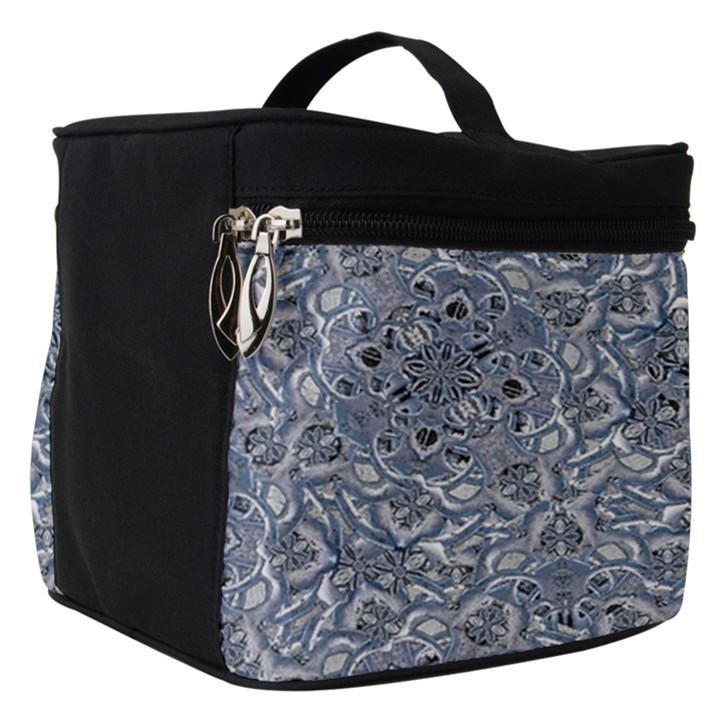 Blue Ornament Complex Mosaic Print Pattern Make Up Travel Bag (Small)