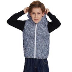 Blue Ornament Complex Mosaic Print Pattern Kids  Stylish Hooded Puffer Vest by dflcprintsclothing