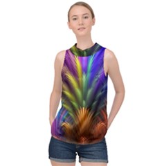 Abstract Colors - , Abstract Colors High Neck Satin Top by kyorashop23