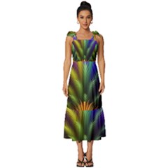 Abstract Colors - , Abstract Colors Tie-strap Tiered Midi Chiffon Dress by kyorashop23