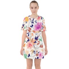 Abstract Floral Background Sixties Short Sleeve Mini Dress by kyorashop23