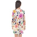 Abstract Floral Background Long Sleeve Chiffon Shift Dress  View2