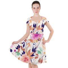 Abstract Floral Background Cap Sleeve Midi Dress by kyorashop23