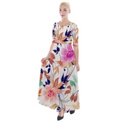 Abstract Floral Background Half Sleeves Maxi Dress by kyorashop23