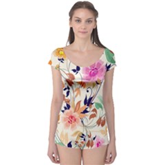 Abstract Floral Background Boyleg Leotard  by kyorashop23