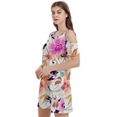 Abstract Floral Background Women s Cold Shoulder Round Neck Mini Dress by kyorashop23