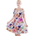 Abstract Floral Background Quarter Sleeve A-Line Dress View1