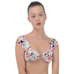 Abstract Floral Background Cap Sleeve Ring Bikini Top by kyorashop23