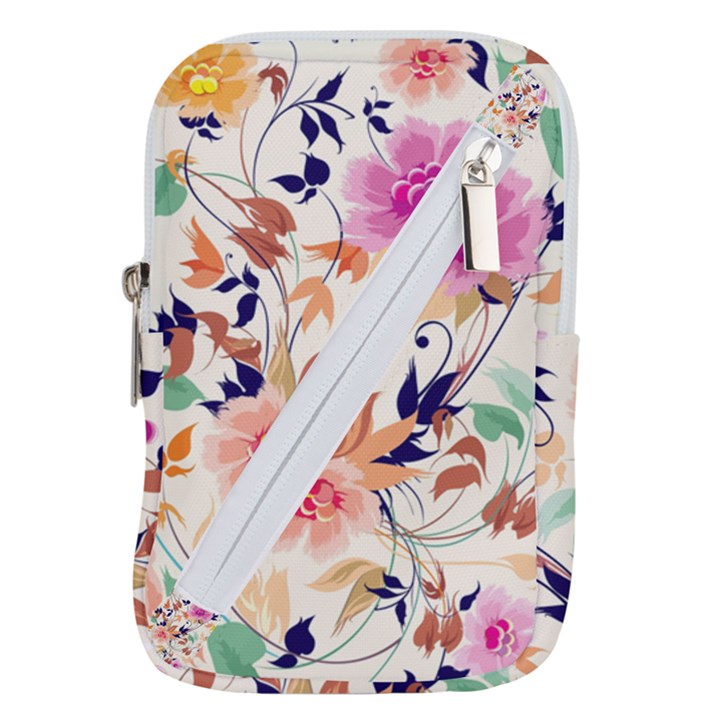 Abstract Floral Background Belt Pouch Bag (Large)