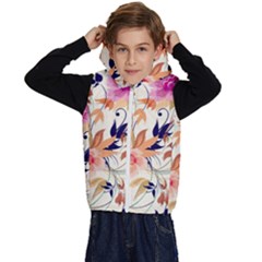 Abstract Floral Background Kids  Stylish Hooded Puffer Vest by kyorashop23