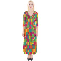 Abstract-background Quarter Sleeve Wrap Maxi Dress by kyorashop23