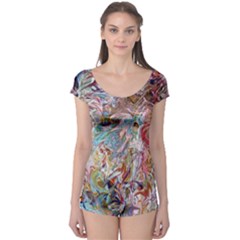 Abstract Waves Boyleg Leotard  by kaleidomarblingart