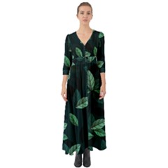 Foliage Button Up Boho Maxi Dress by HermanTelo