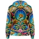 Roses Floral Stained Glass Vibrant Women s Pullover Hoodie View2