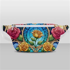 Roses Floral Stained Glass Vibrant Waist Bag  by Grandong