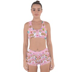 Corgi Bubble Boba Tea Pink Pattern Racerback Boyleg Bikini Set by Salmanaz77