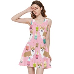 Corgi Bubble Boba Tea Pink Pattern Inside Out Racerback Dress by Salmanaz77