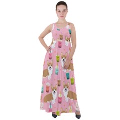 Corgi Bubble Boba Tea Pink Pattern Empire Waist Velour Maxi Dress by Salmanaz77