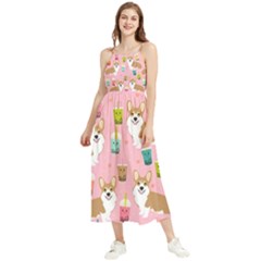 Corgi Bubble Boba Tea Pink Pattern Boho Sleeveless Summer Dress by Salmanaz77