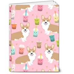 Corgi Bubble Boba Tea Pink Pattern 5  X 7  Hardcover Notebook by Salmanaz77