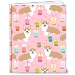 Corgi Bubble Boba Tea Pink Pattern 8  X 10  Softcover Notebook by Salmanaz77