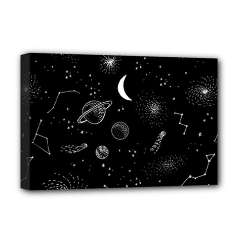 Cosmic Black Space Star Deluxe Canvas 18  X 12  (stretched) by Ndabl3x