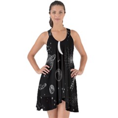 Cosmic Black Space Star Show Some Back Chiffon Dress by Ndabl3x