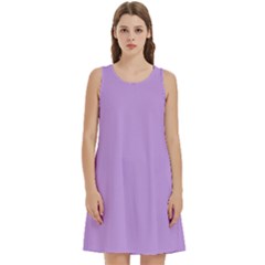 Luscious Lavender Hex #cca3e7 Round Neck Sleeve Casual Dress With Pockets by dressshop