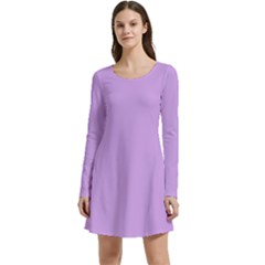 Luscious Lavender Hex #cca3e7 Long Sleeve Velour Skater Dress by dressshop